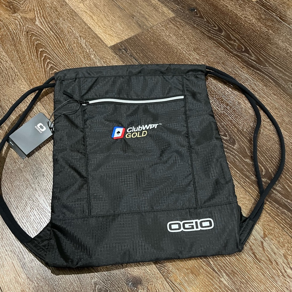 NWT OGIO WPT gold Black Drawstring Backpack with Gold Accents